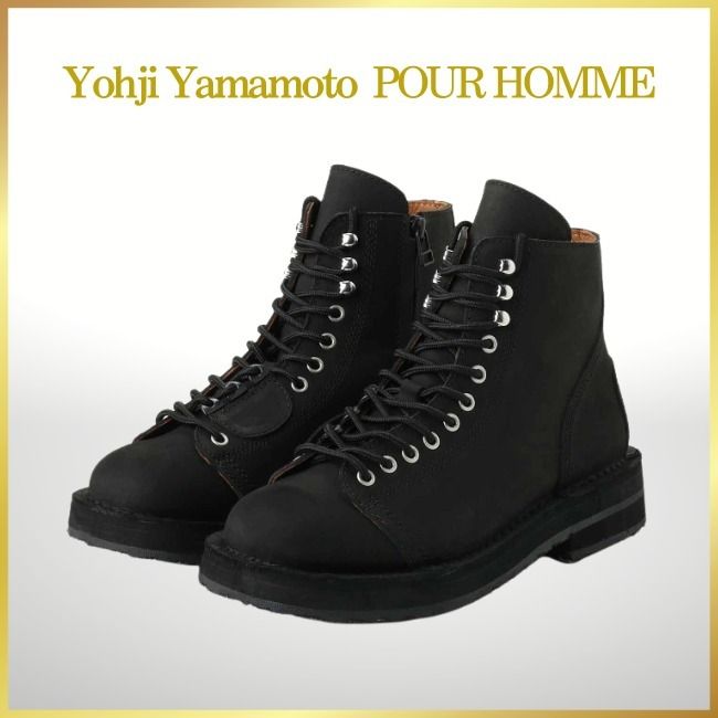 Yohji Yamamoto POUR HOMME ] 定番人気バイカーブーツ/ 送料込 (Yohji