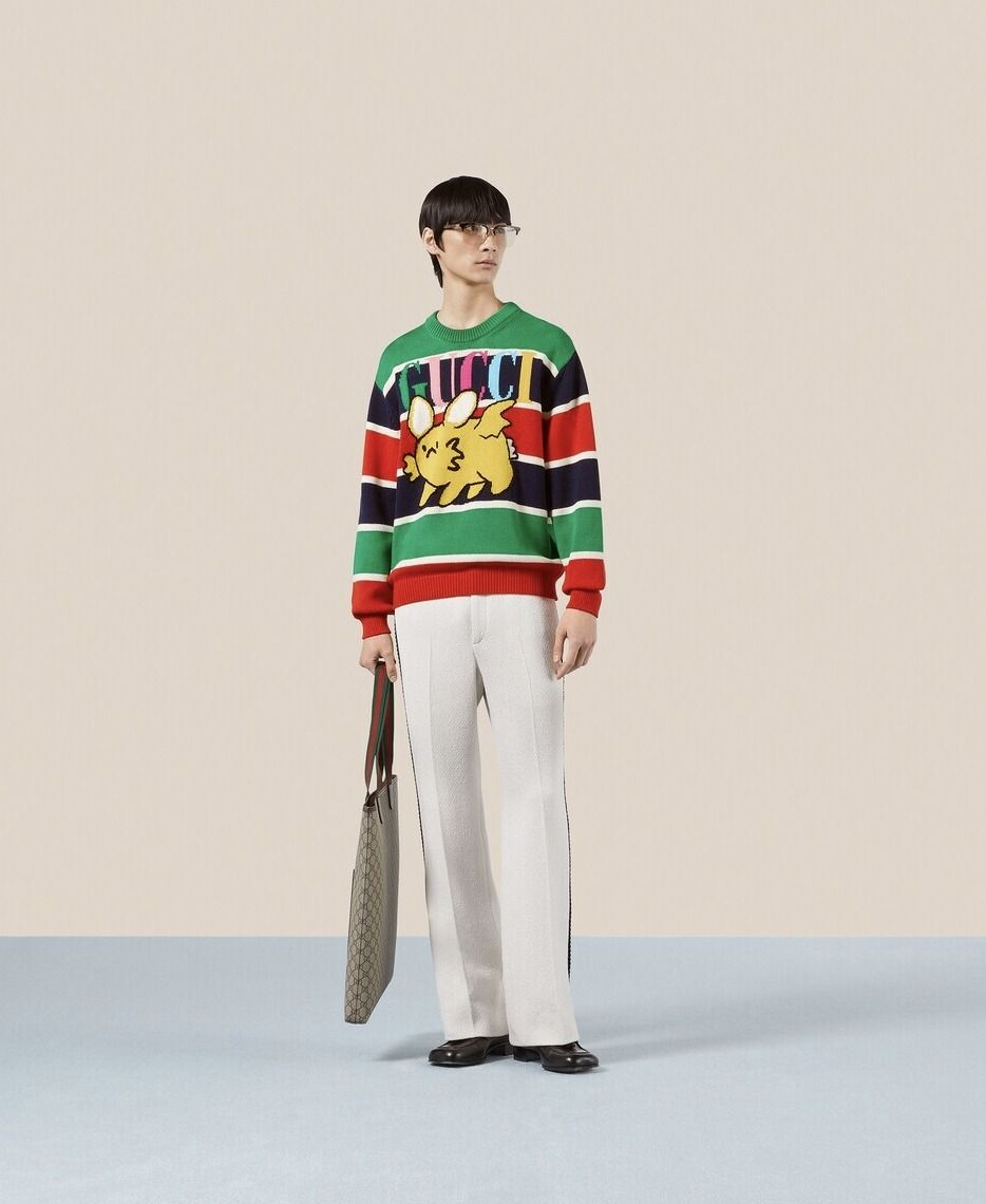 希少♪【国内発送☆GUCCI】ストライプ コットンウール セーター (GUCCI