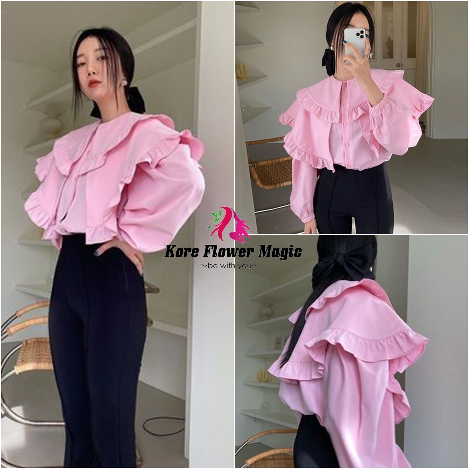 yori フリル付き長袖トップス 38 ピンク yori フリル付き長袖トップス