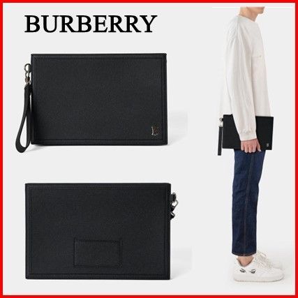 関税込み】Burberry レザー TBジップ ポーチ クラッチバッグ (Burberry