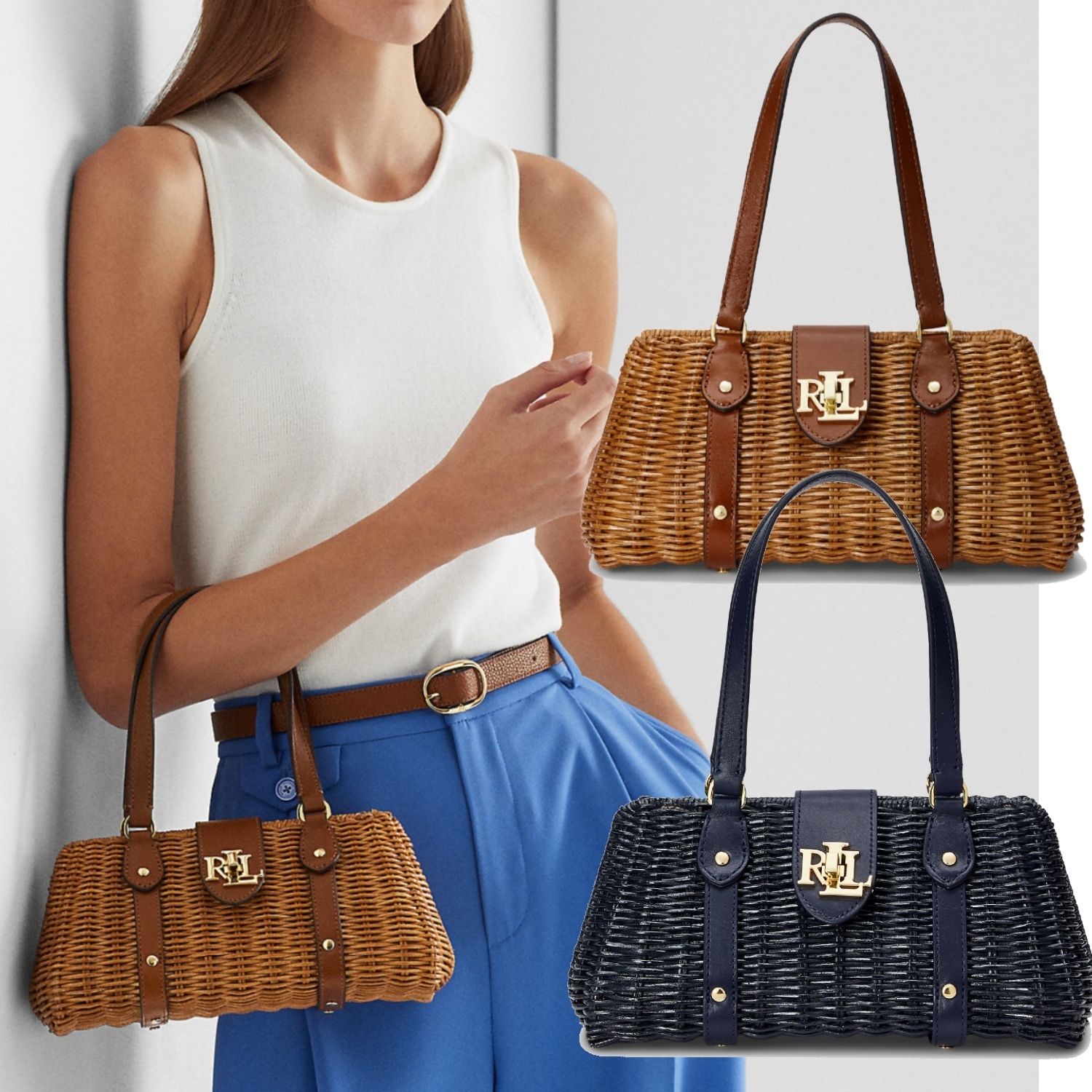 ラルフ ローレン Rattan Medium Lilly カゴバック (Ralph Lauren/かご