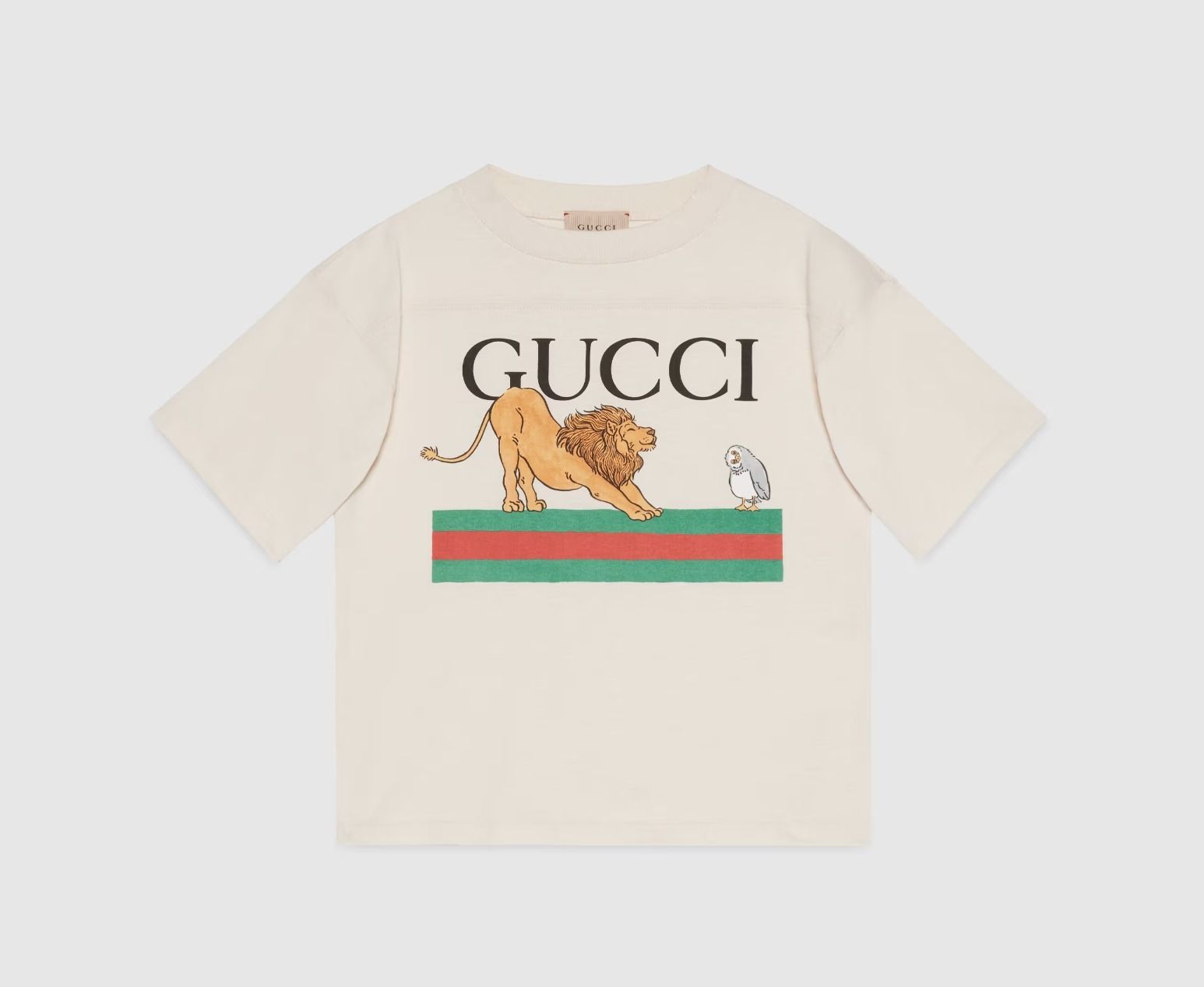 国内発送☆GUCCI】ウェブストライプ プリント コットンTシャツ (GUCCI
