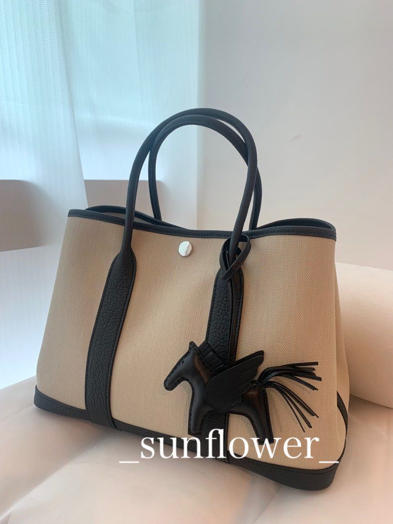 エルメス ガーデンパーティー30 キャンバス ベトン/ノワール (HERMES