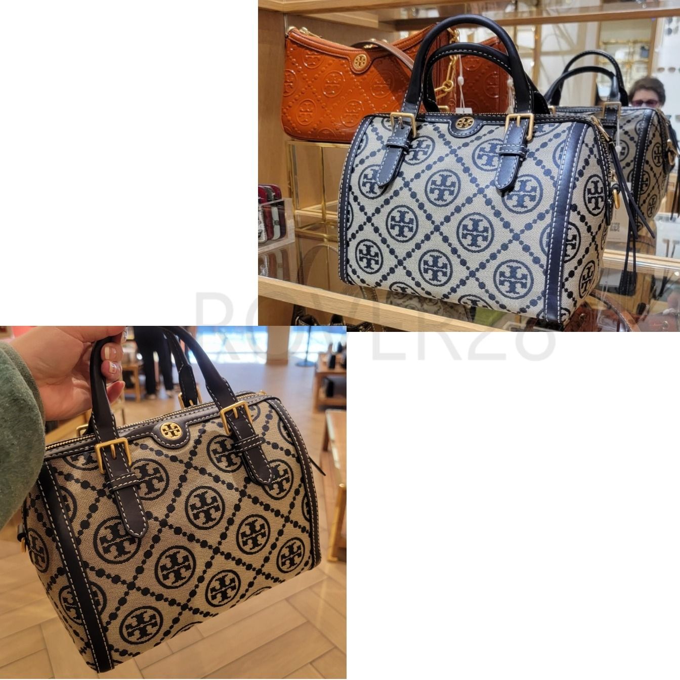 Tory Burch】Tモノグラム JACQUARD BARREL ☆ ボストンバッグ (Tory