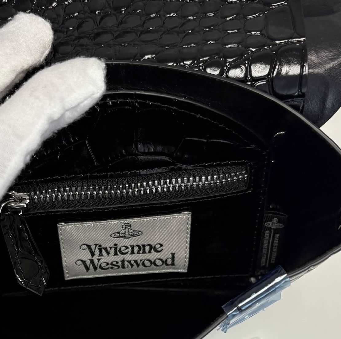 ☆vivienne westwood☆KIM レザー ショルダーバッグ 黒 クロコ