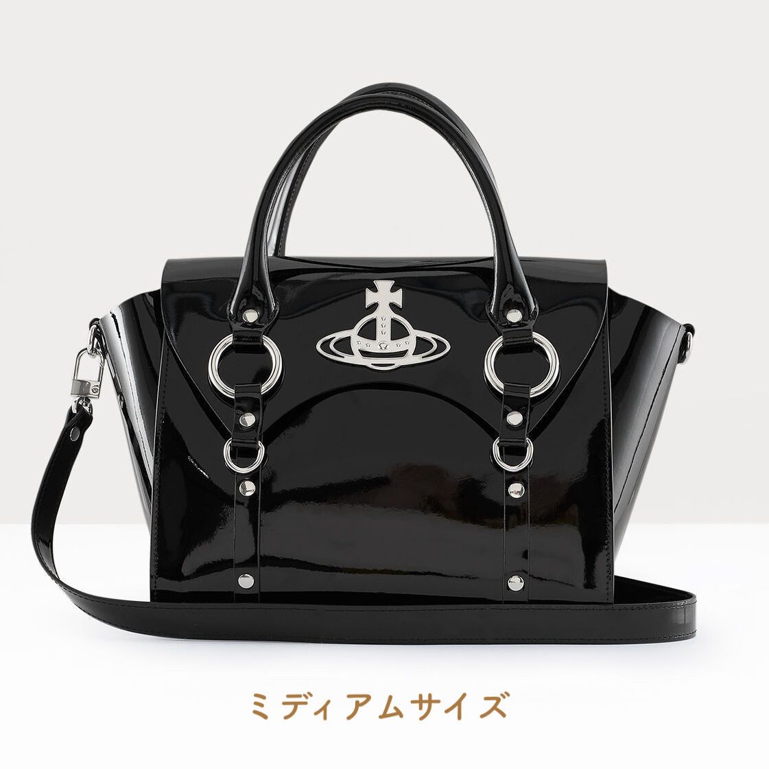 ☆vivienne westwood☆BETTY ロゴ レザー ハンドバッグ (M) 光沢