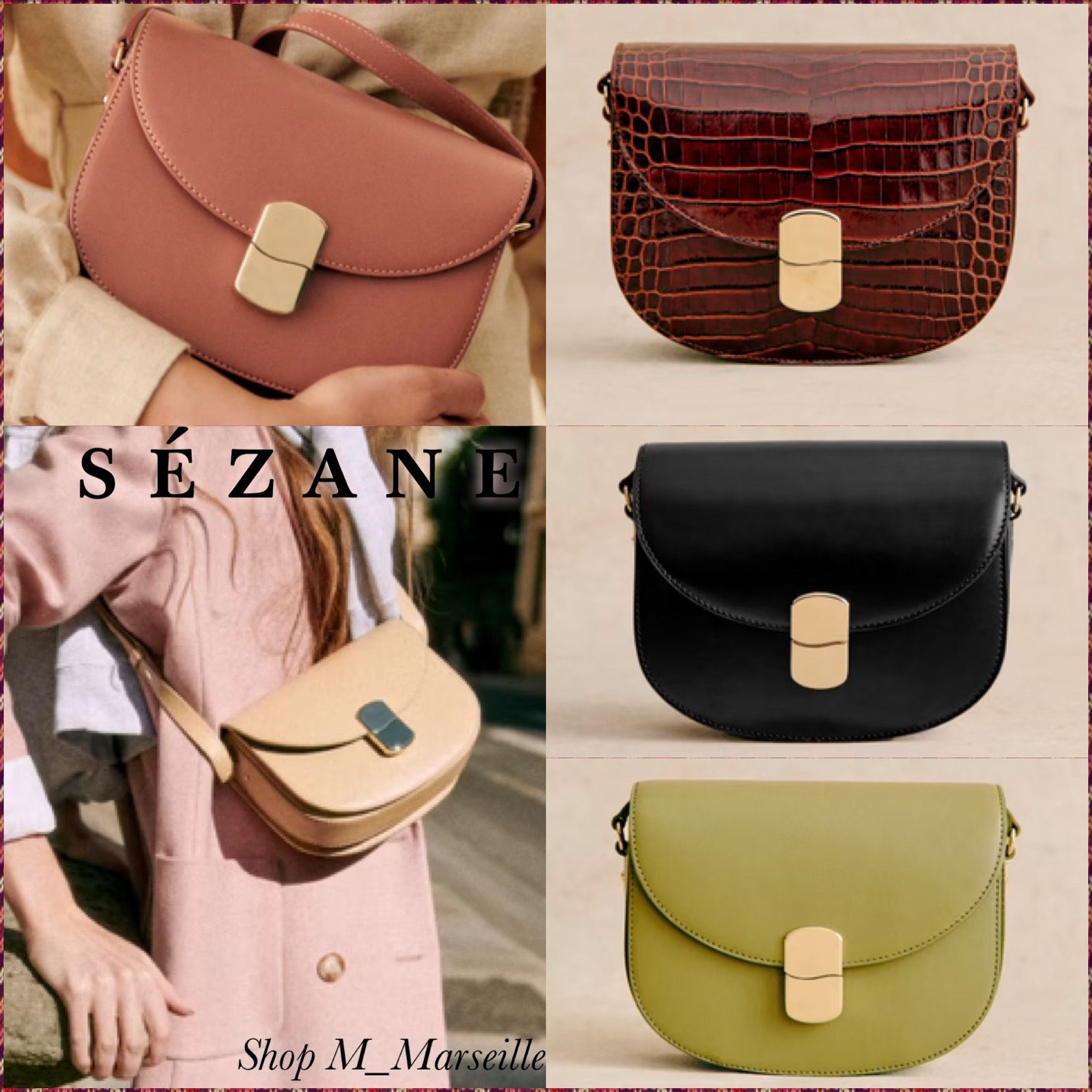 フランス発送☆セザンヌ☆素敵な レザー ショルダー バッグ (SEZANE