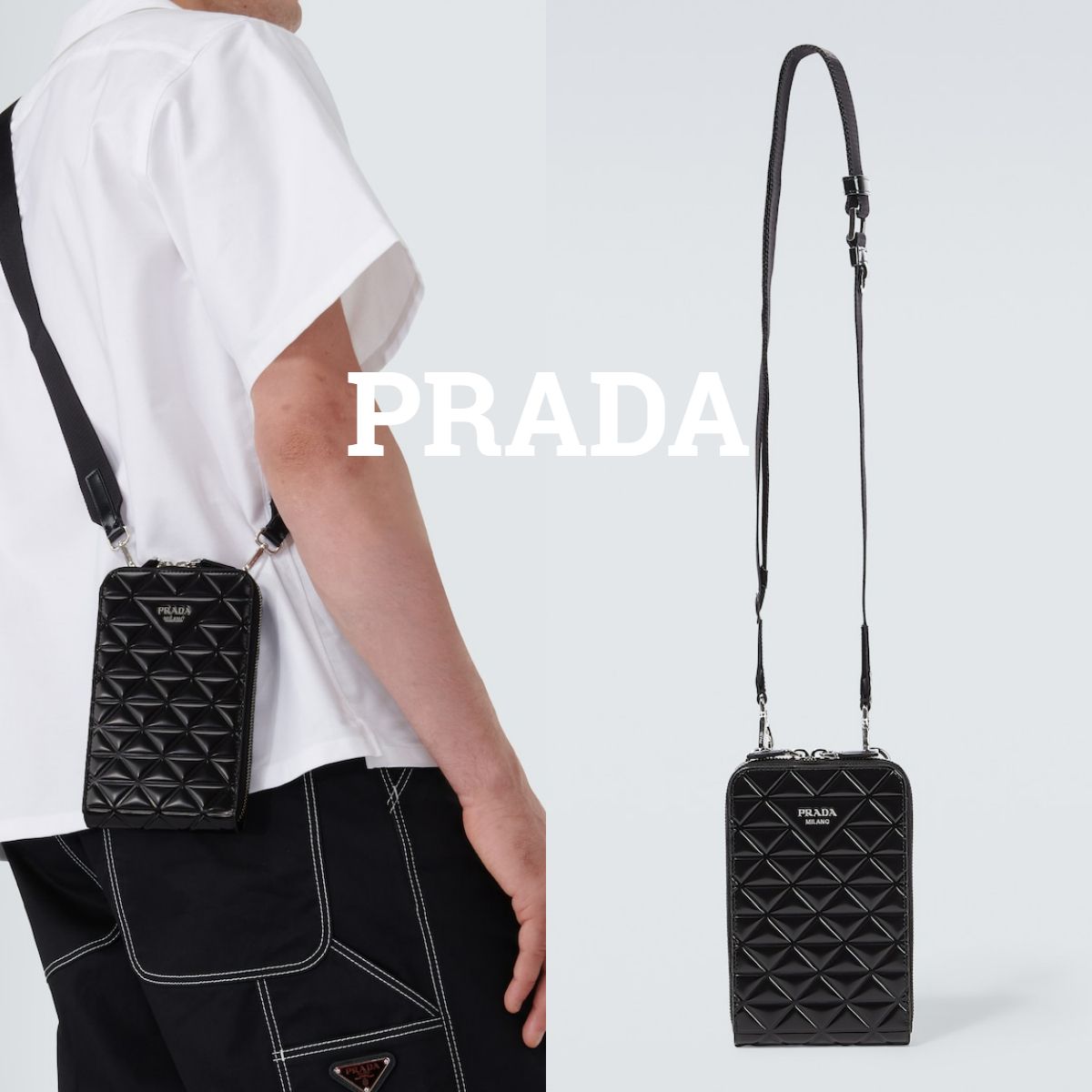 PRADA*スマホケース レザーキルティングミニショルダーバッグ (PRADA