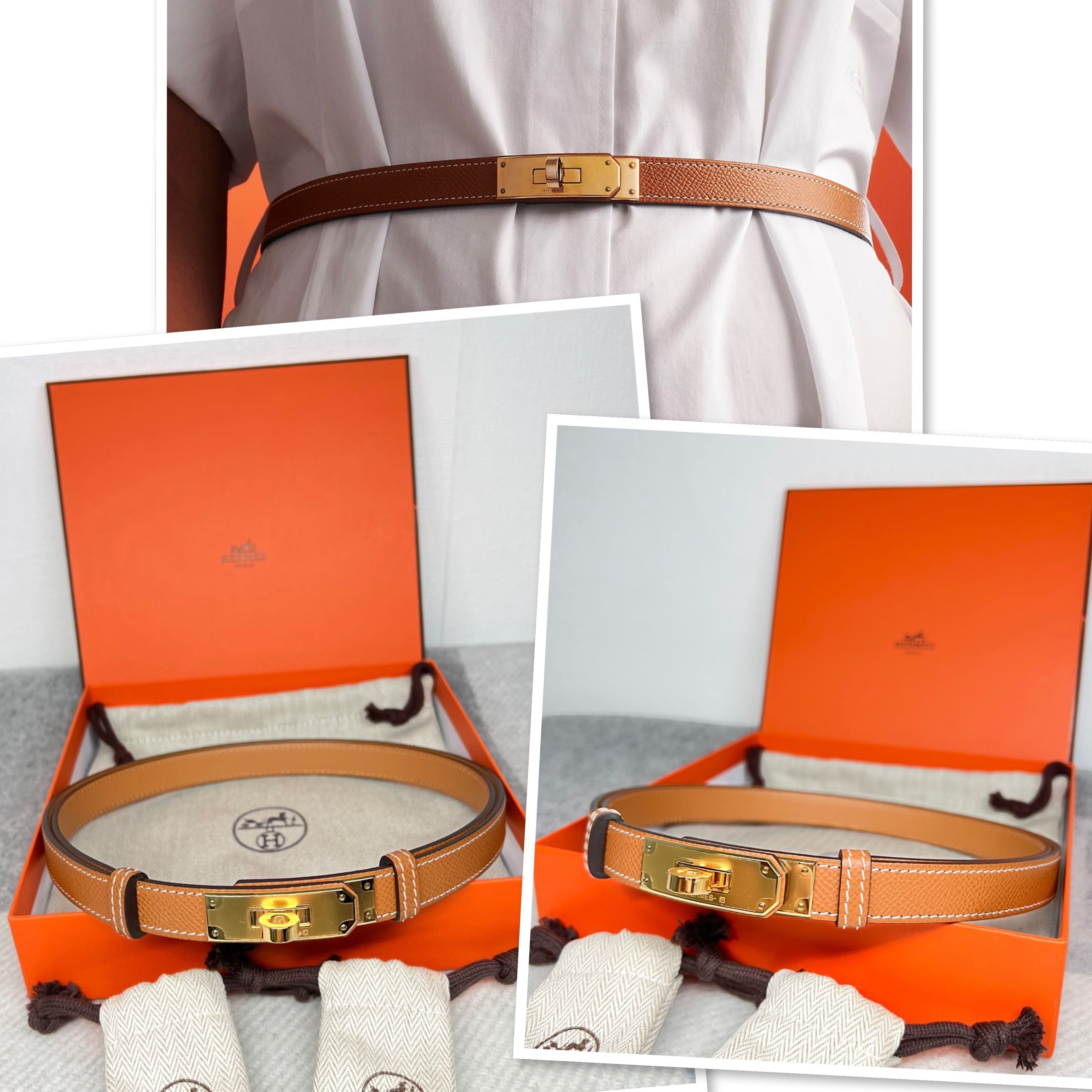 エルメス ケリーベルト Gold エプソン ゴールド金具 (HERMES/ベルト