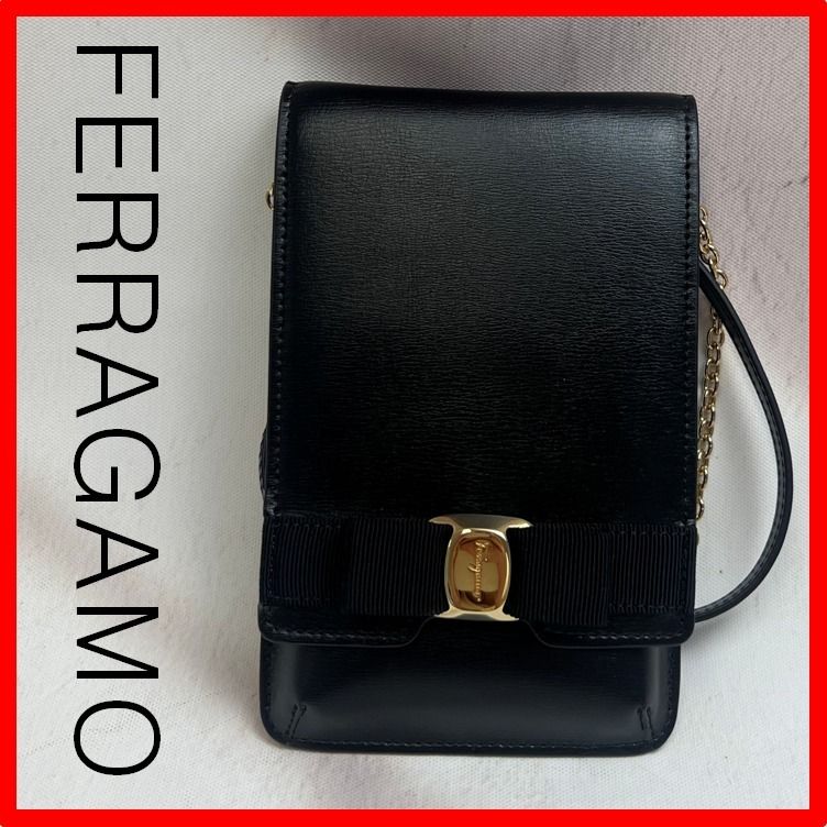 ☆【FERRAGAMO】☆Varaリボン スマホホルダーショルダーバッグ
