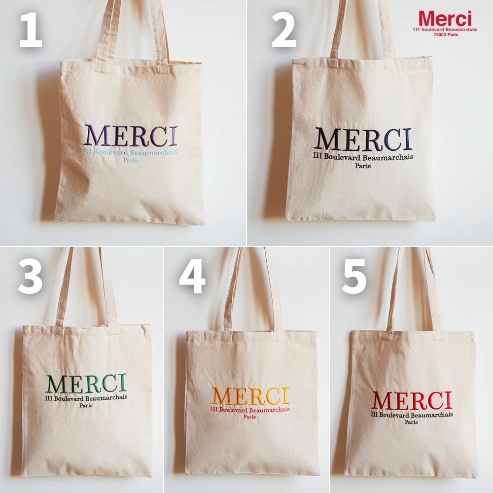 メルシー Merci ロゴ刺繍 コットントートバッグ (Merci/トートバッグ