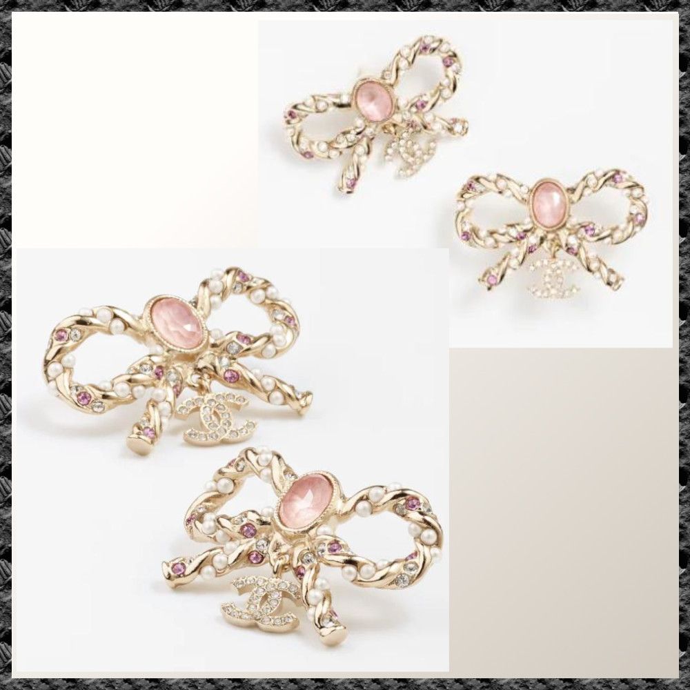 CHANEL シャネル ピアス リボン ピンク