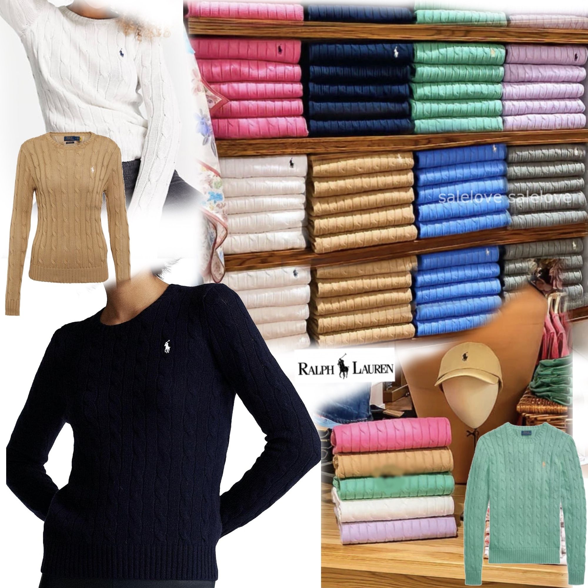 ポロラルフローレン ケーブルニット 長袖コットン セーター (Ralph