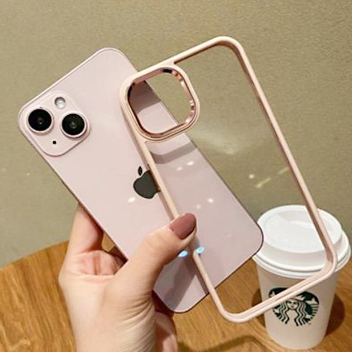 可愛い iPhone15ケース iphone14ケース クリア 透明 ピンク (iPhone