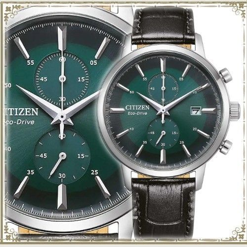 日本未発売 シチズン ソーラー腕時計 クロノグラフ レザーベルト