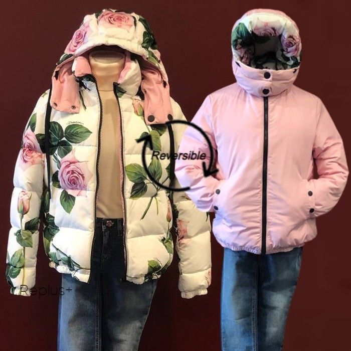 Dolce&Gabbana】フラワープリント ダウンジャケット ローズ (Dolce