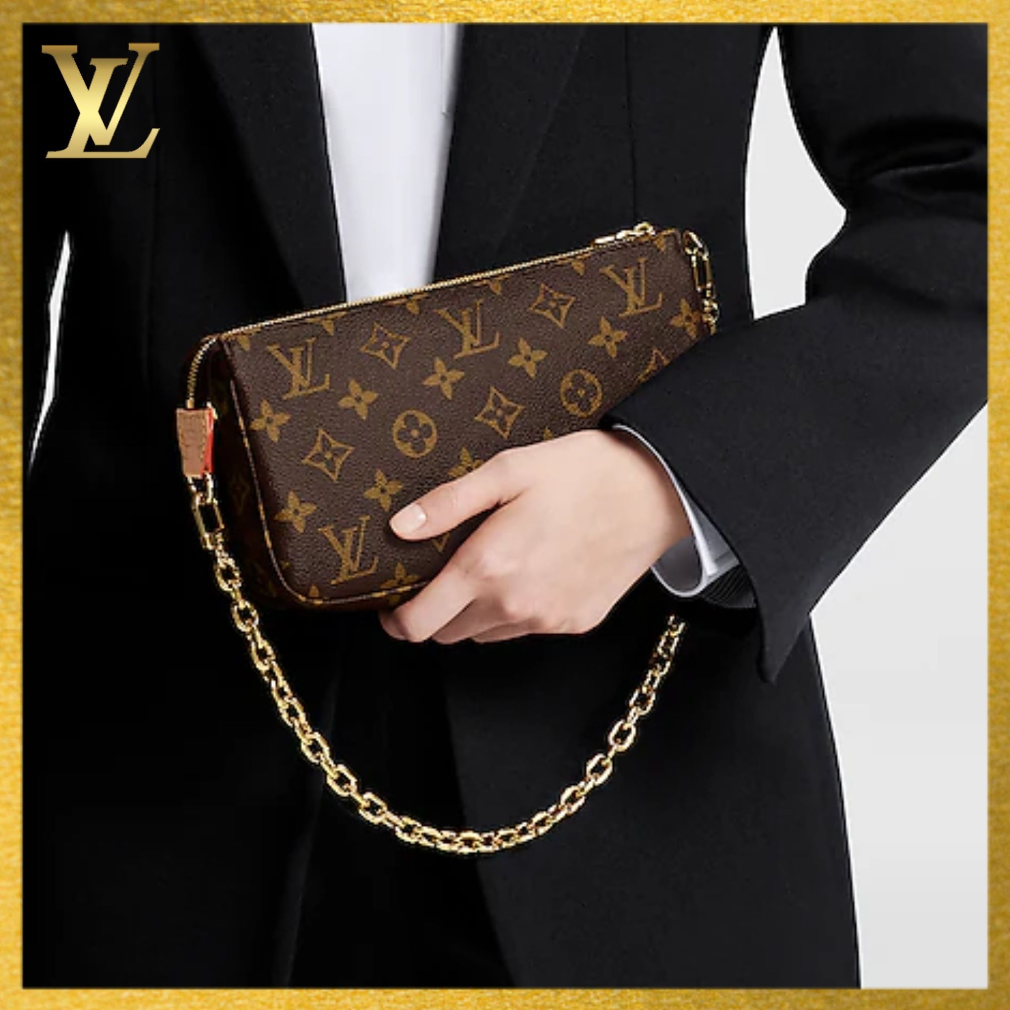 LOUIS VUITTON】ヌメ革のストラップポシェット アクセソワール (Louis