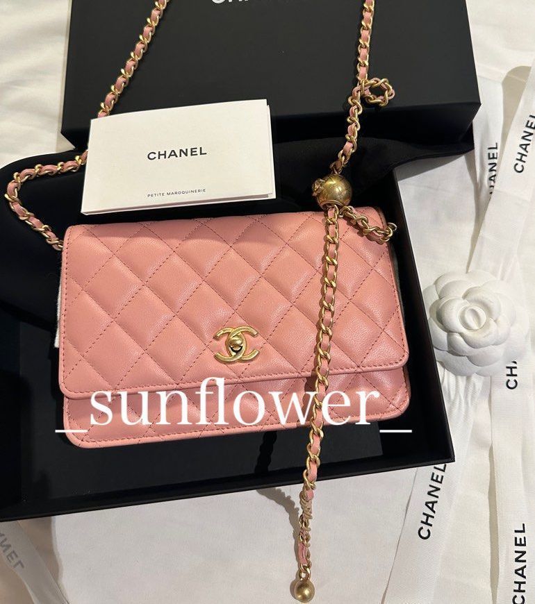 シャネル 23K 長さ調節可能 チェーンウォレット ピンク (CHANEL