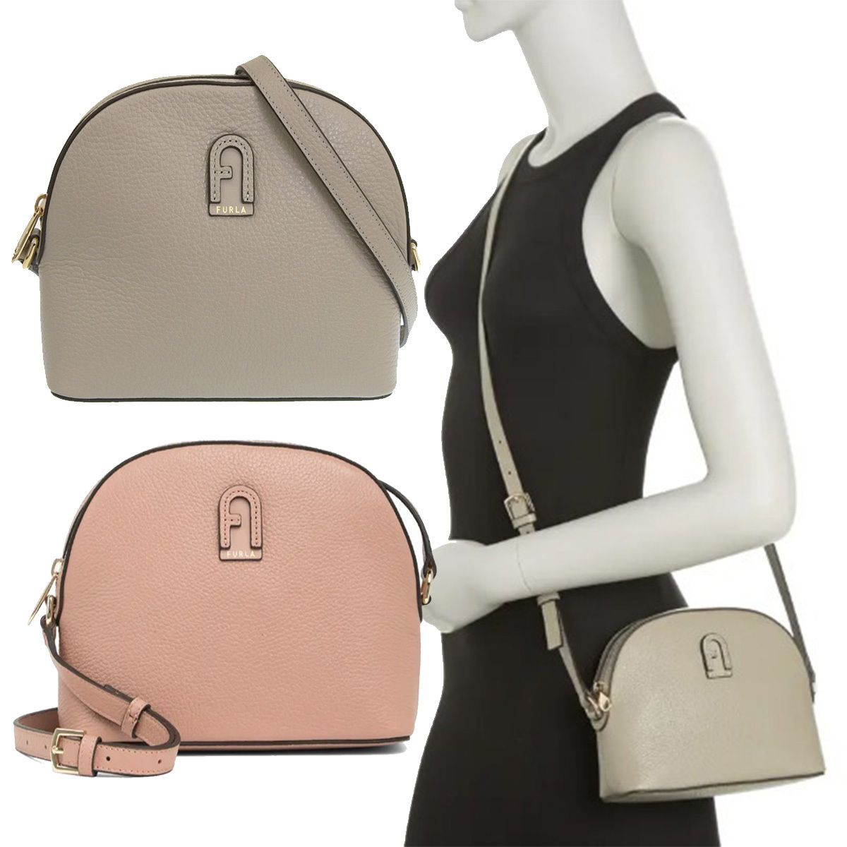 人気商品！FURLA アテナ レザークロスボディ ショルダーバッグ (FURLA