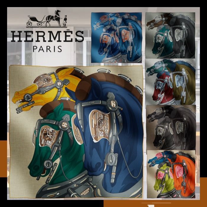HERMES 最新作 スカーフ カレ 100 カシミアシルク Horse Reality