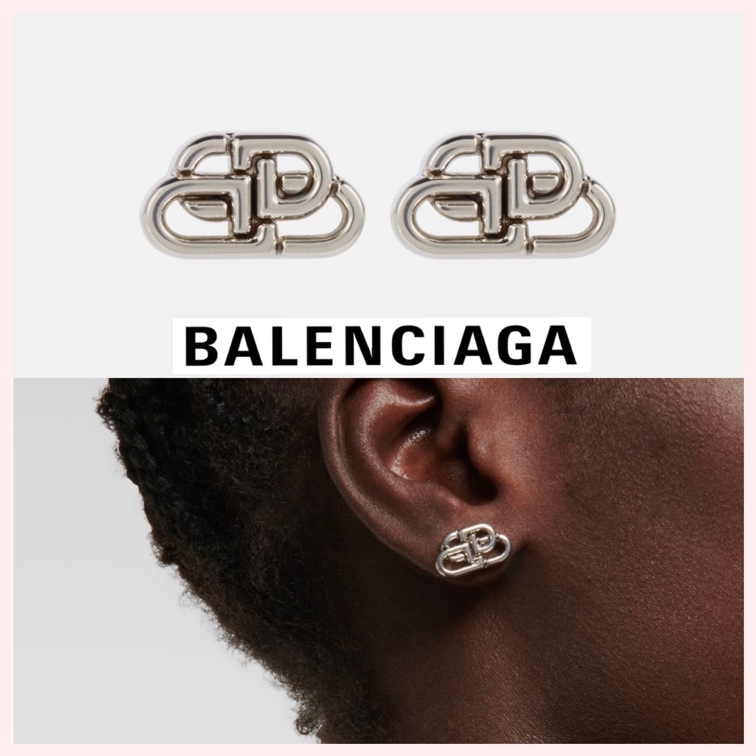BALENCIAGA ピアス 両耳用 BBロゴ シルバー balenciaga BBピアス