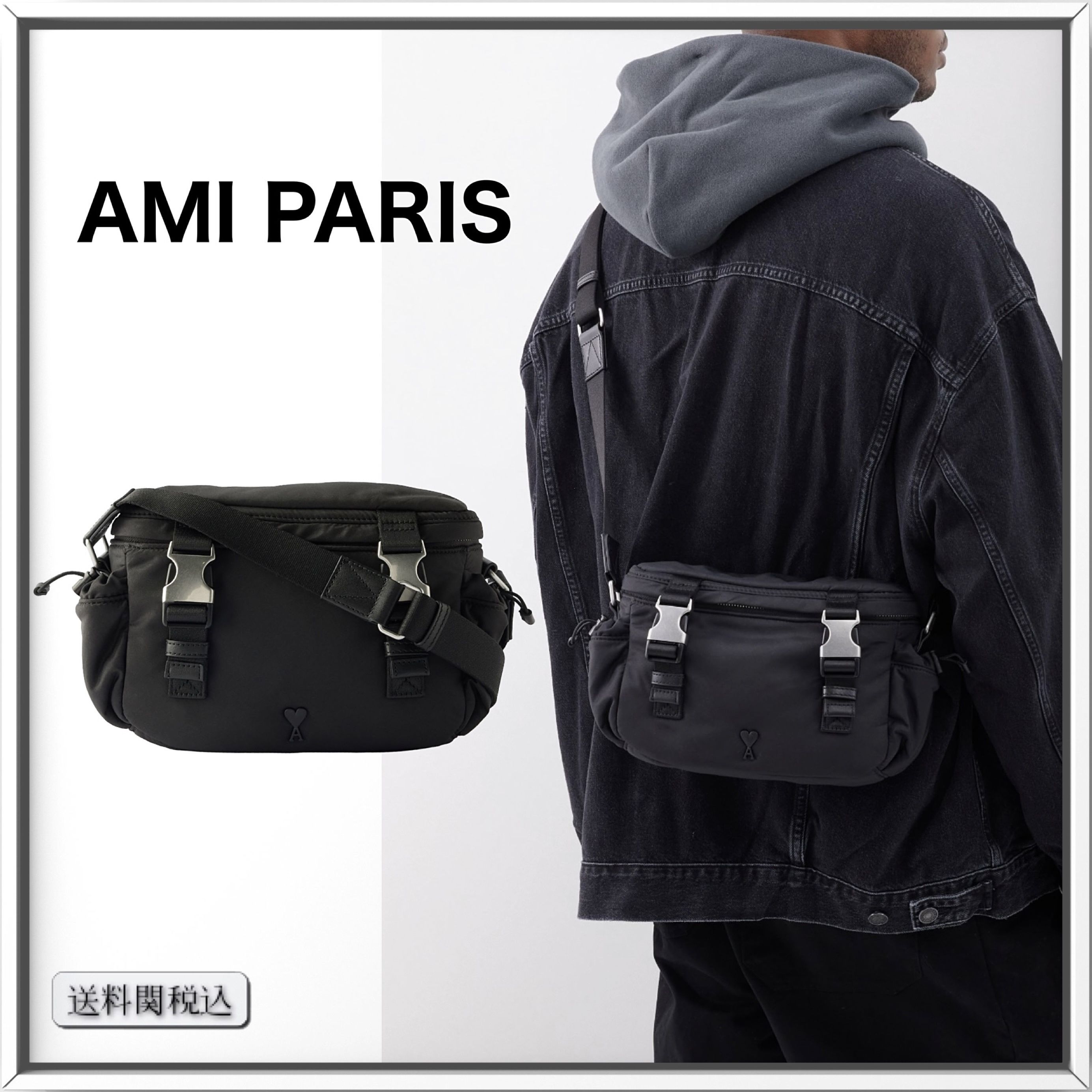 AMI PARIS ロゴ キャンバス クロスボディバッグ 人気 (AMI PARIS