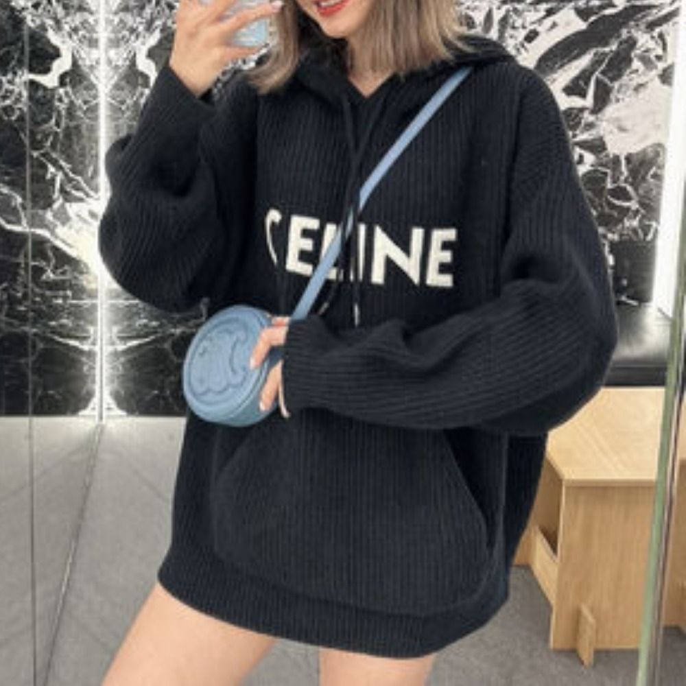これからの季節に♪【CELINE】フードセーター リブ編みウール (CELINE