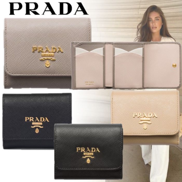 国内直営 **PRADA** サフィアーノマルチカラー 三つ折り財布 (PRADA