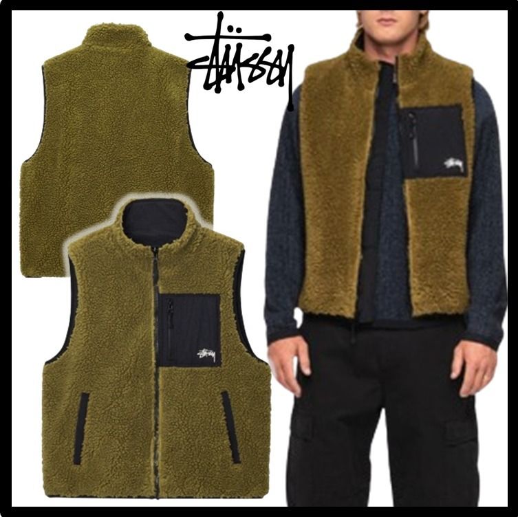 ☆送料・関税込☆STUSSY☆SHERPA REVERSIBLE VEST☆OLIVE (STUSSY
