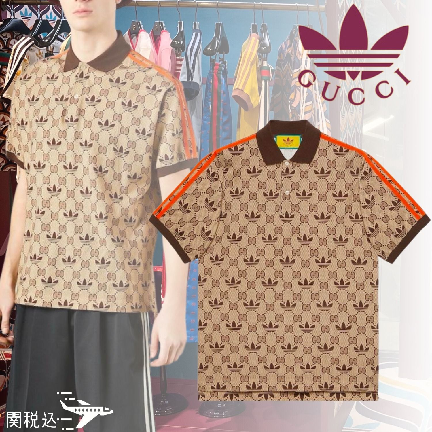 GUCCI Adidas グッチ アディダス GG トレフォイル ポロシャツ (GUCCI