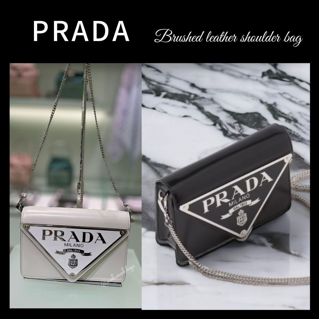 PRADA☆Brushed leather shoulder bag ショルダーバッグ☆送料込