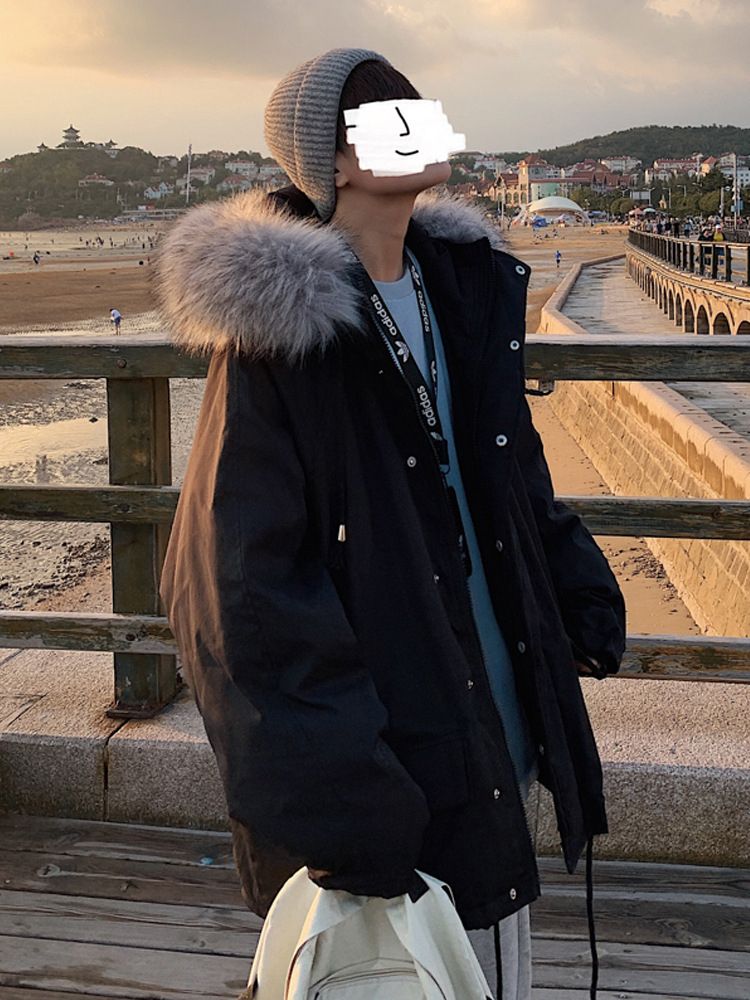 モッズコート ファー付き ジャケット カジュアル ルーズ 韓国 (モッズ