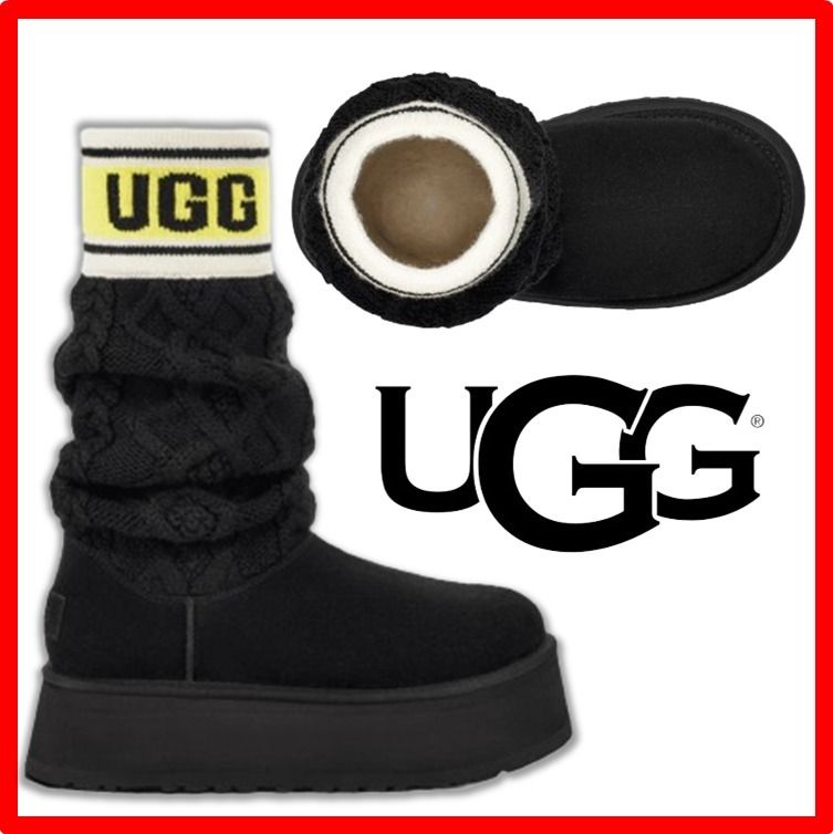 ☆韓国の人気☆【UGG】☆UGG W Classic Sweater Letter☆Black☆ (UGG