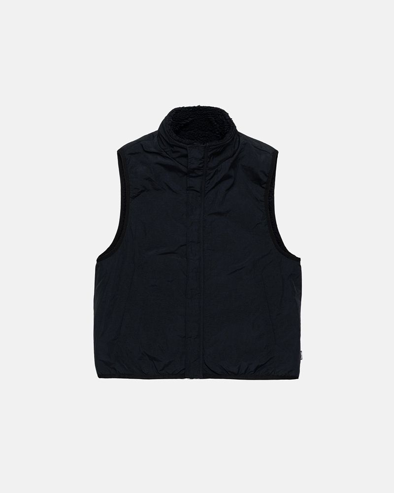 STUSSY☆】SHERPA REVERSIBLE VEST BLACK UNISEX (STUSSY/ベスト・ジレ