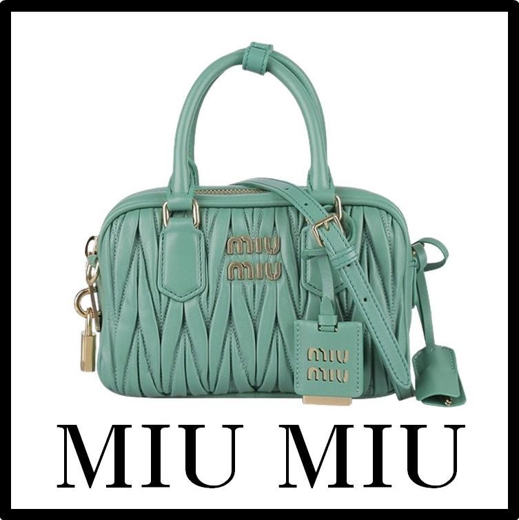 ☆関税込☆MIU MIU☆レザー トップハンドル バッグ☆グリーン (MiuMiu