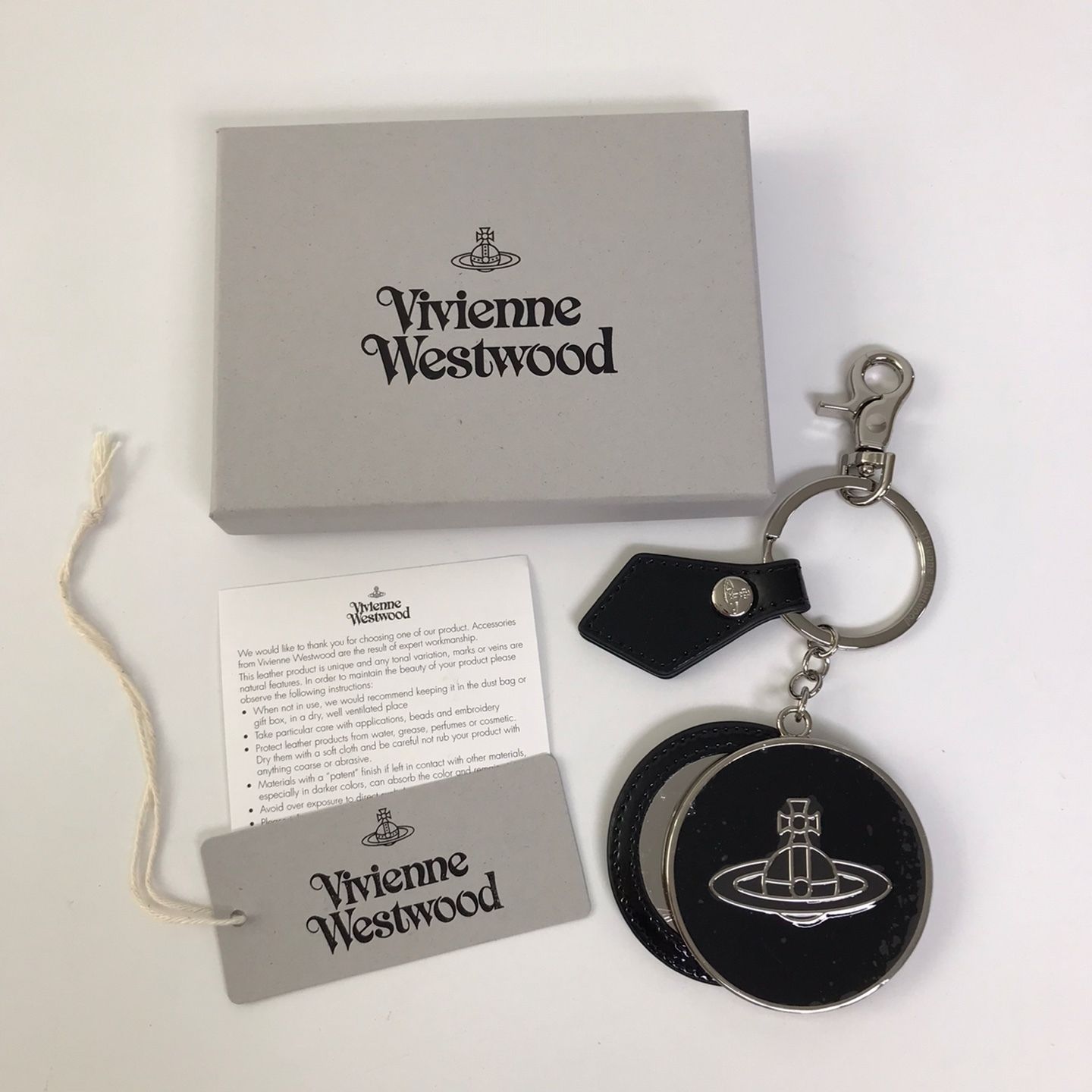 Vivienne Westwood☆ORBロゴフェイデントレザーミラーキーリング