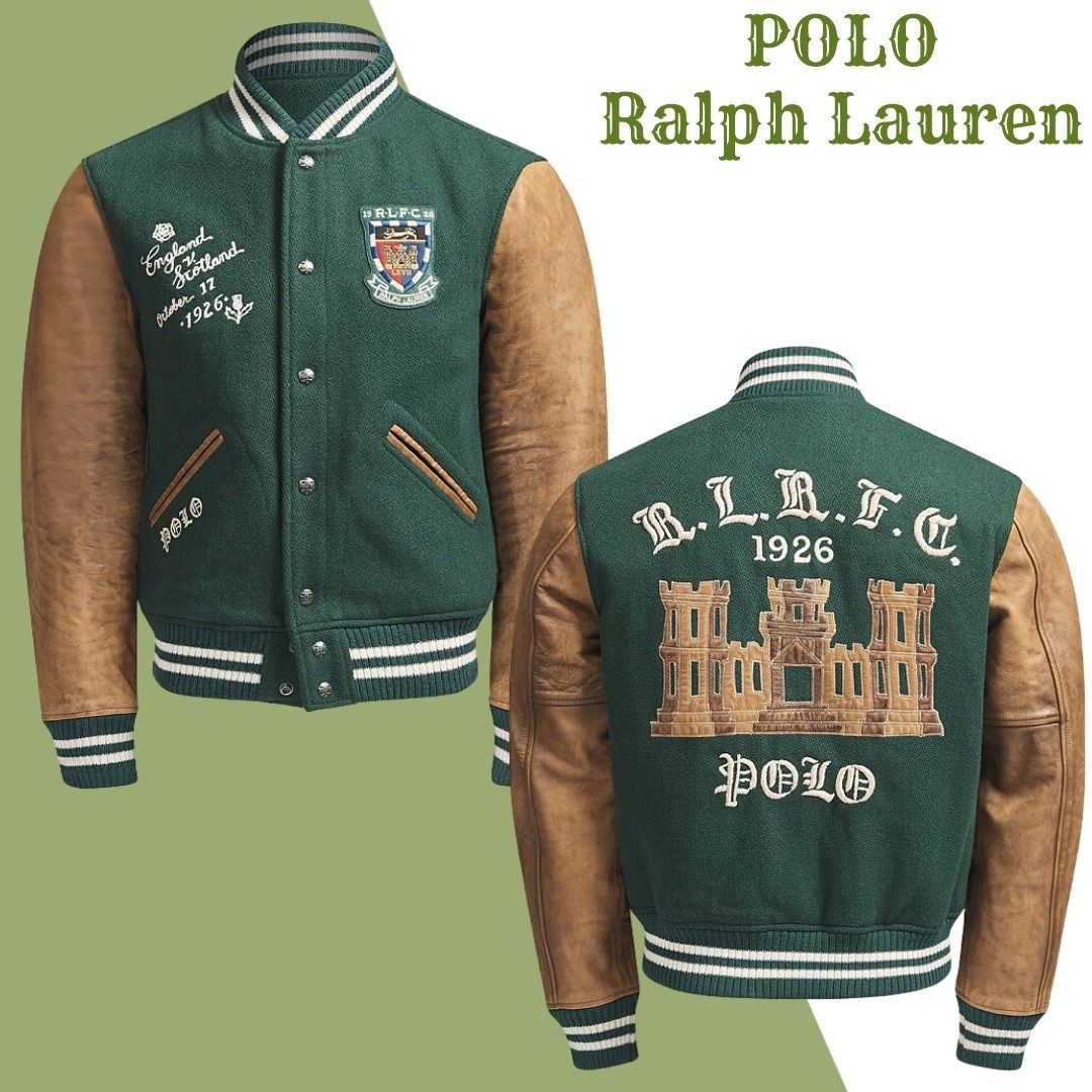 レア品【POLO Ralph Lauren】ウール牛革 バーシティ ジャケット (POLO