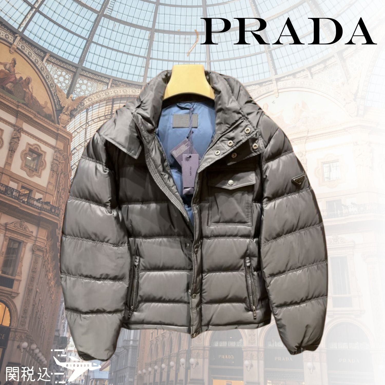 PRADA プラダ ロゴ フーデッド Jacket ダウンジャケット SGH573 (PRADA