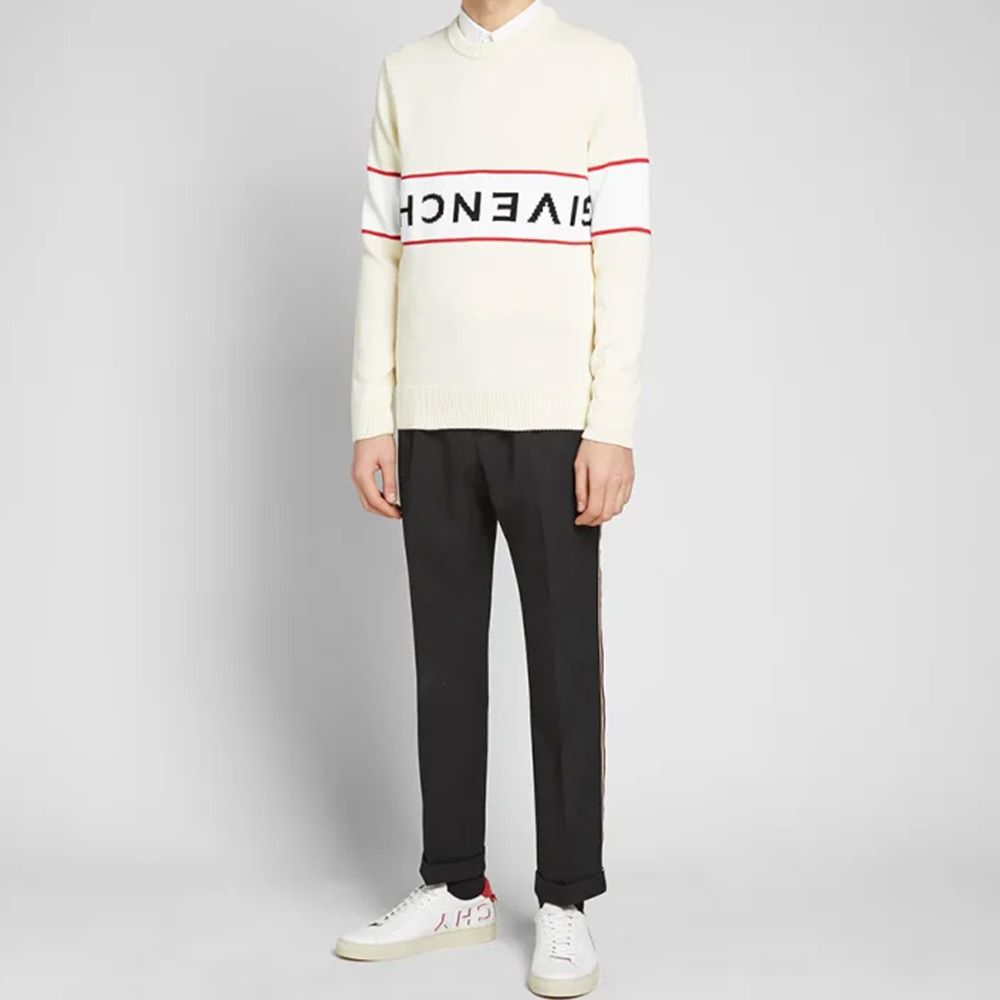 GIVENCHY リバースロゴ 長袖 クルーネック セーター *WHITE (GIVENCHY