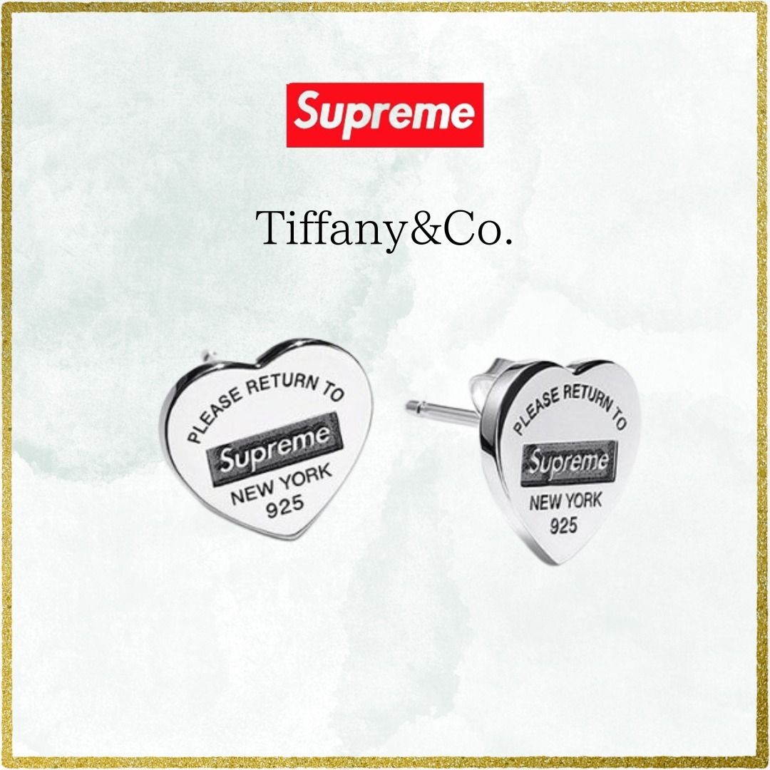 希少】Supreme × Tiffany & Co. Heart Tag Stud Earrings (Supreme