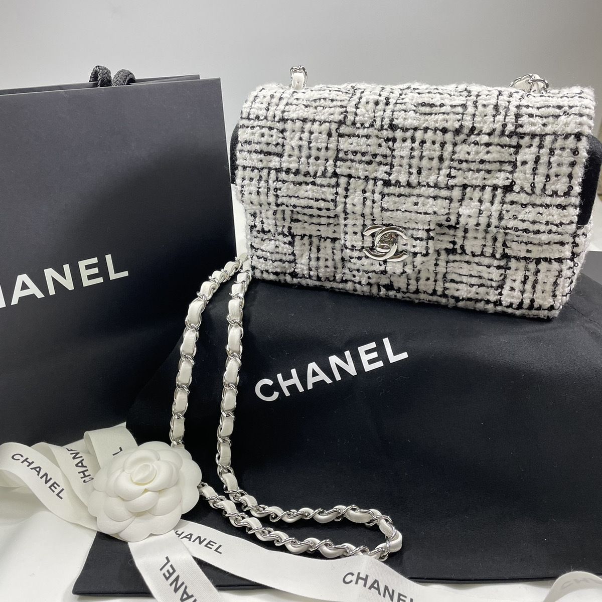 即お届け レア CHANEL シャネル ツイード フラップバッグ A69900