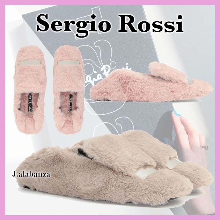 セルジオロッシ☆2色 SR1 フェイクファースリッパ (Sergio Rossi