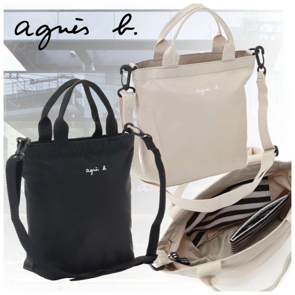 ☆オススメ【Agnes b】AC12 E SAC ロゴハンドバッグ ショルダー (Agnes