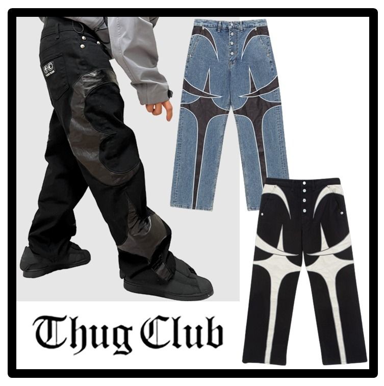 ☆送料・関税込☆THUG CLUB☆TC Leather Denim Pants☆ (Thug Club