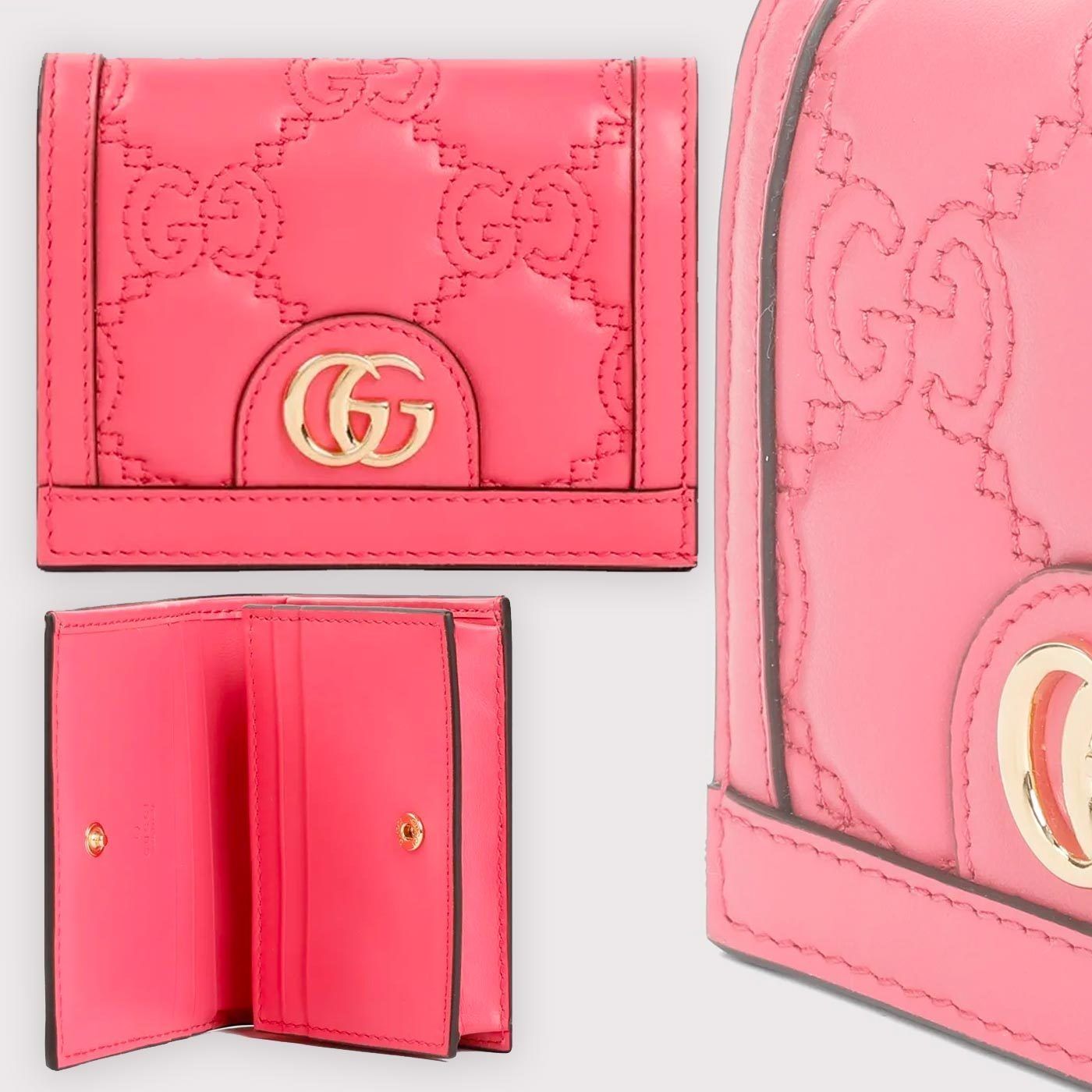 GUCCI】GG レザー カードケース ミニ財布 ピンク 送料関税込 (GUCCI