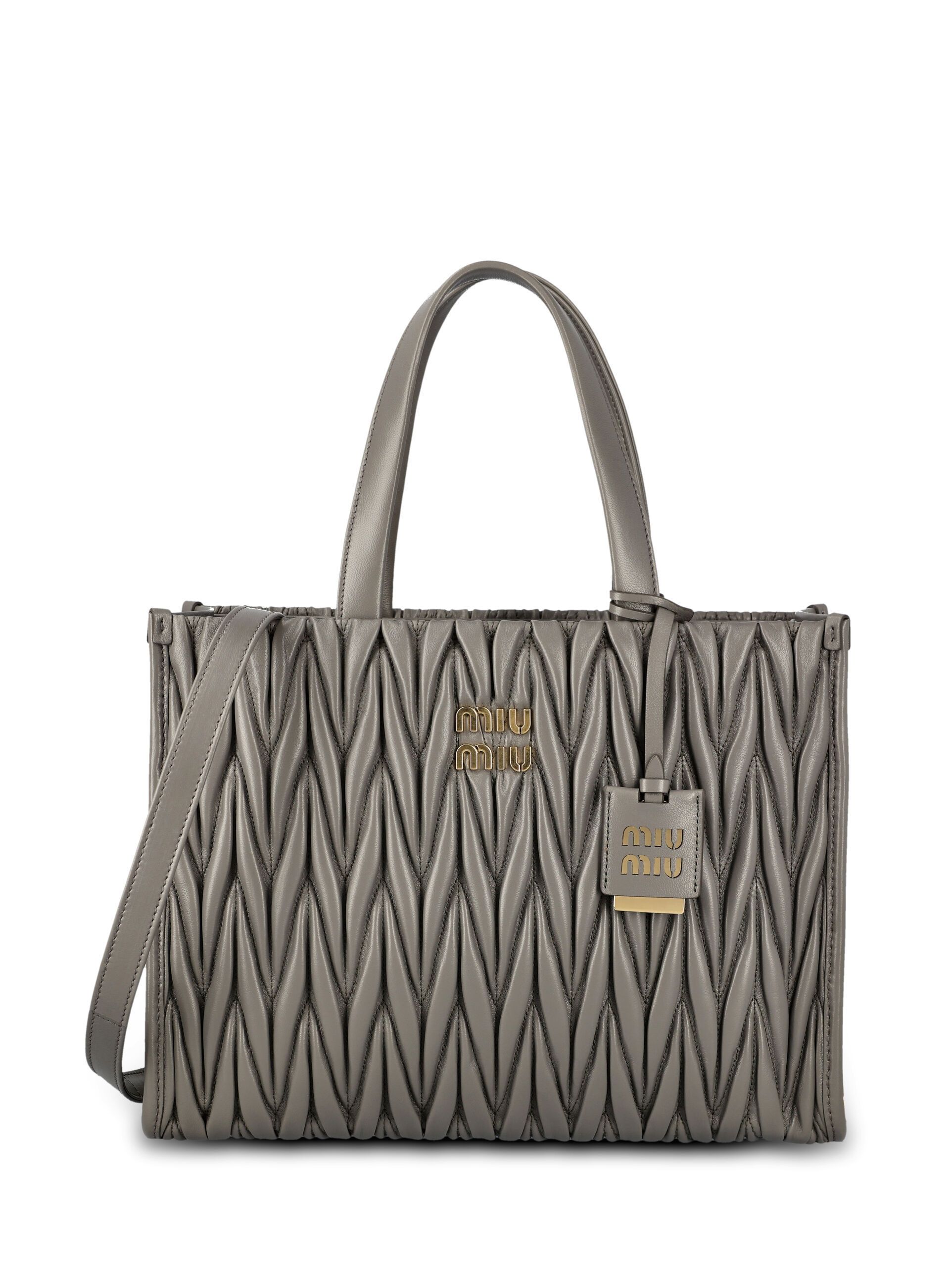 新作＊ MiuMiu マテラッセレザー 2WAYトートバッグ グレー (MiuMiu