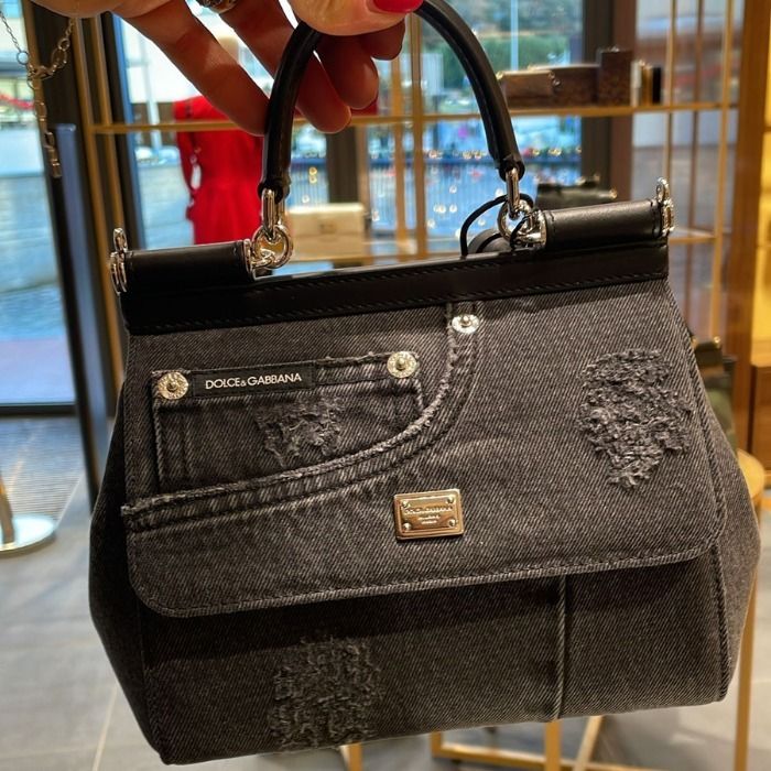 希少 DOLCE&GABBANA ドルガバ Sicily デニムパッチワーク バッグ