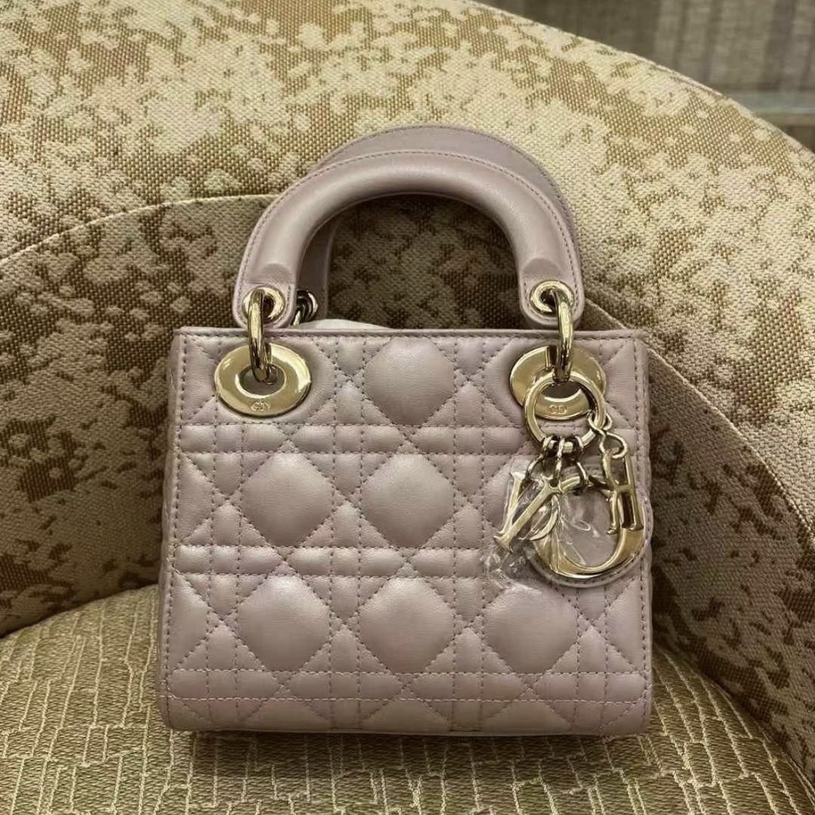 Dior レディー ディオール ミニハンドバッグ 本革レザー 白 ロゴ (Dior