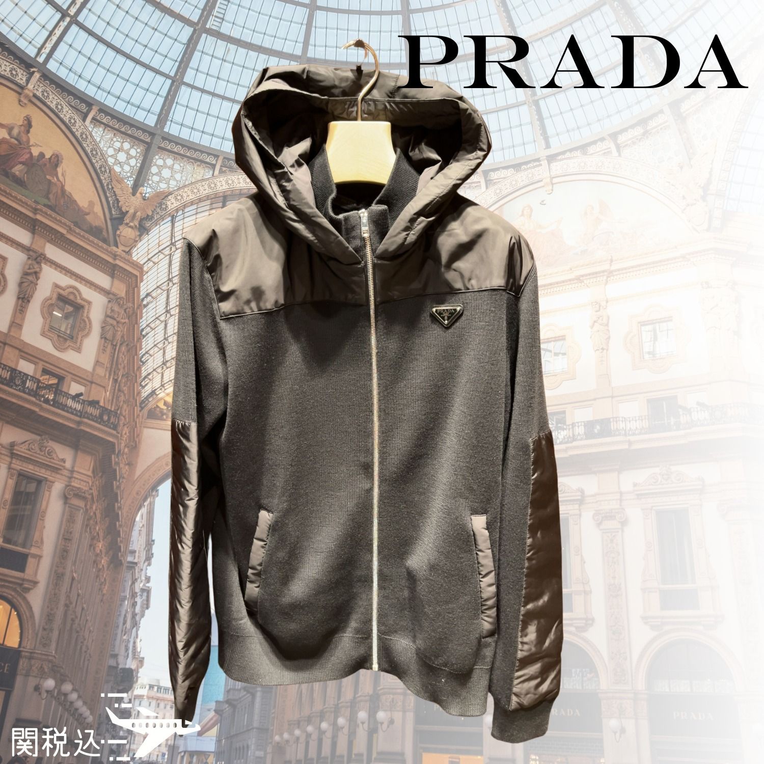 PRADA プラダ ロゴ Re-Nylon フードニットジャケット UMG107 (PRADA