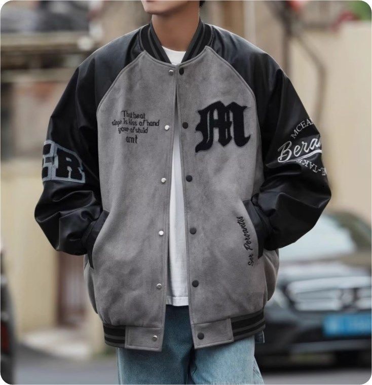 メンズスタジャン フェイクレザースエード調 韓国系2色 g2559